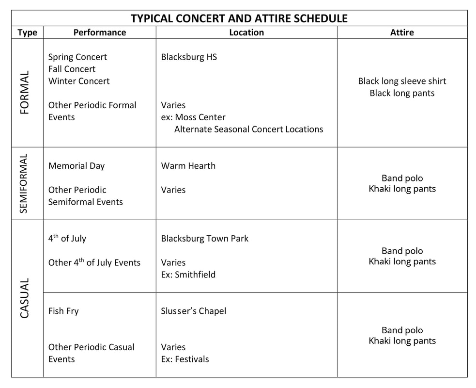 Schedule/Concerts Blacksburg Community Band